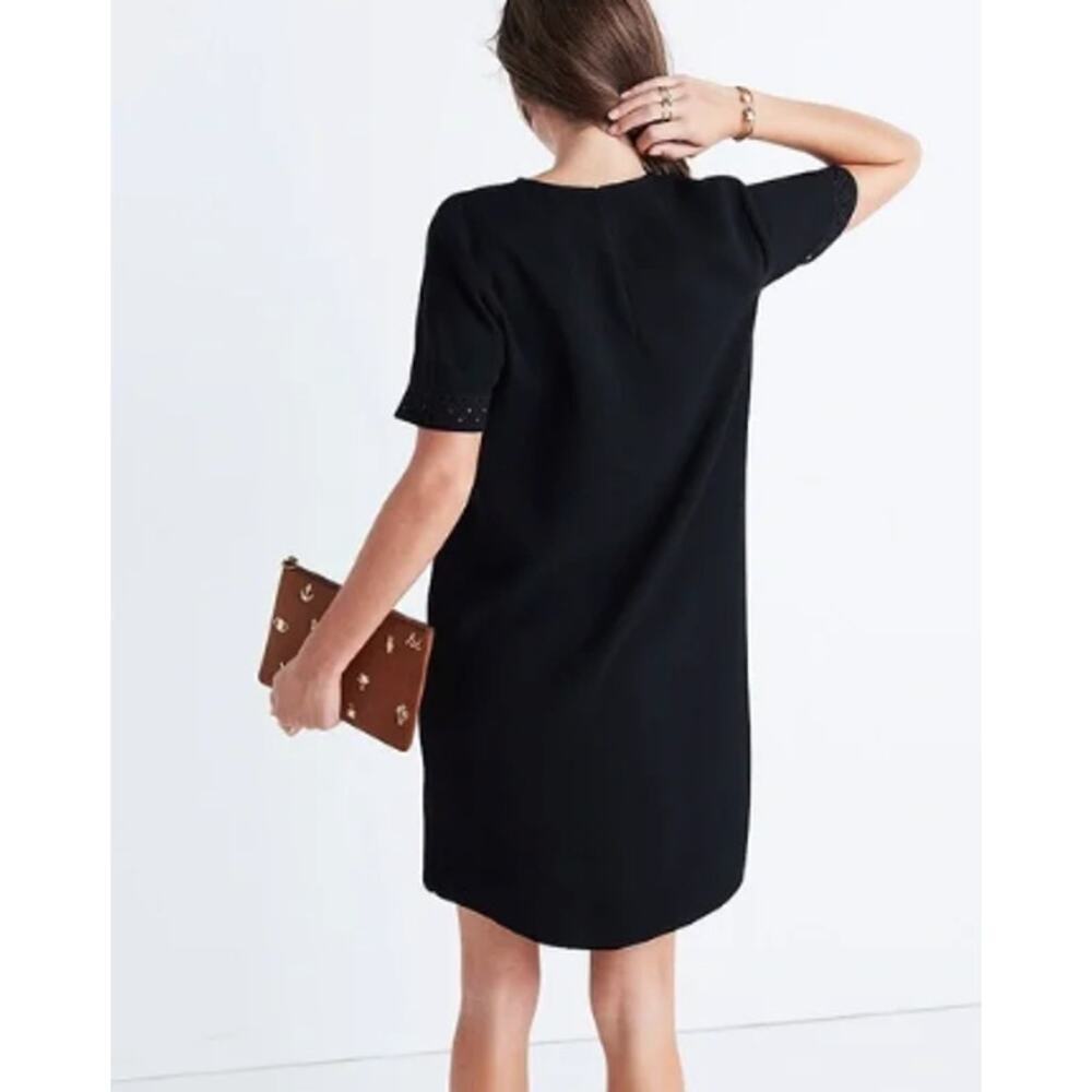Madewell Tunic Black V Neck Short Sleeve Cut out Knee Length Dress Size 00 - Picture 7 of 8